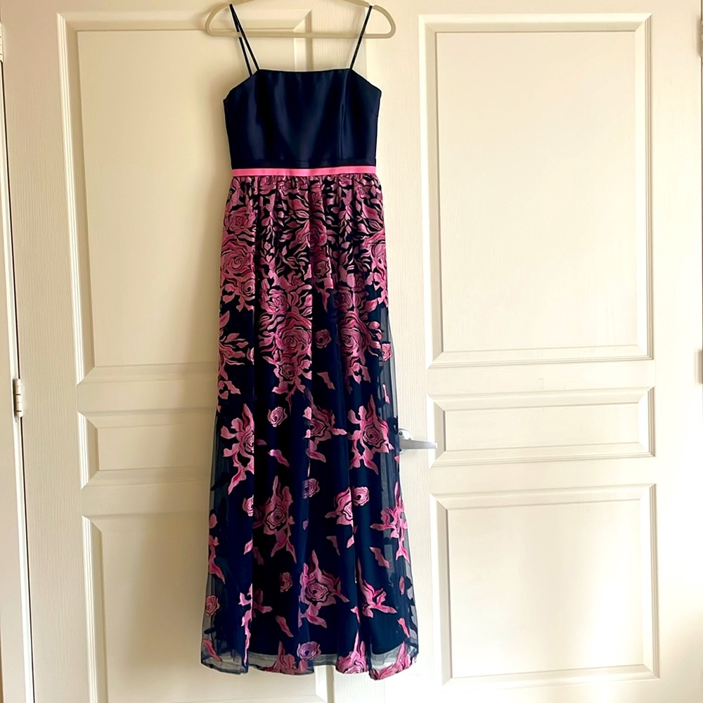 David Meister Strapless Flower Dress Size 6 - Picture 2 of 6